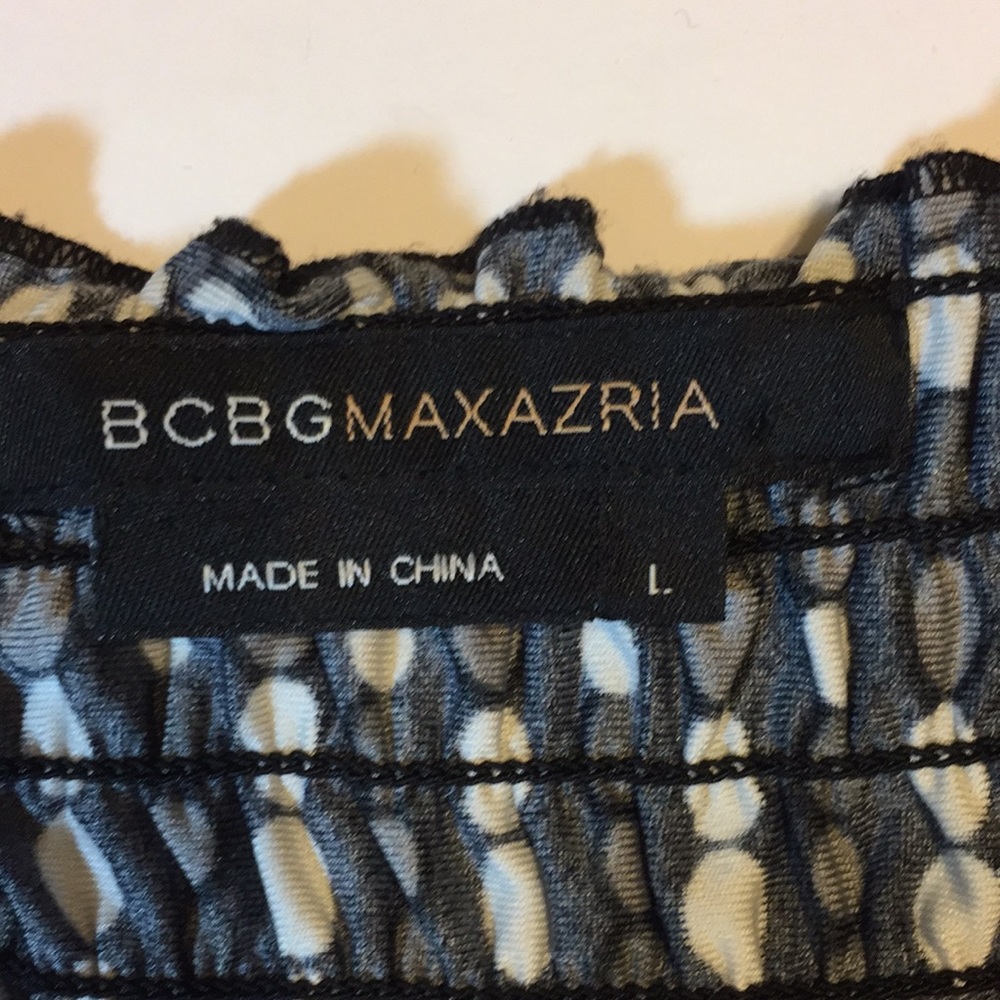 BCBGMAXAZRIA Black, White and Gray Peasant Dress Size Large - Picture 10 of 14